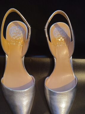 Vince Camuto Metallic Silver Pointed Slingback Pumps